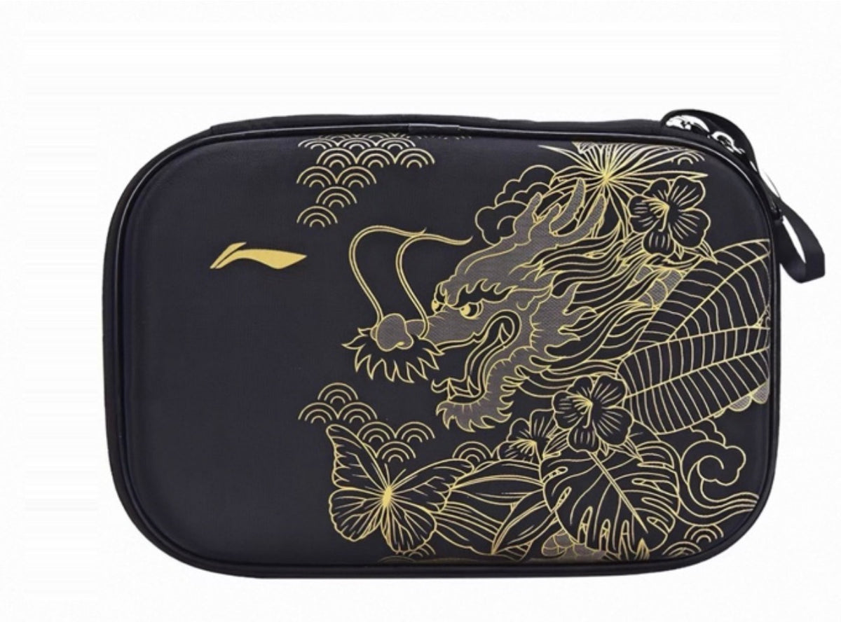 Dragon pattern, black, single hard racket case